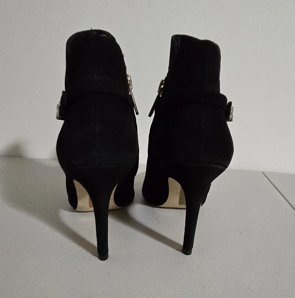 Sam Edelman Black Suede Fiora Ankle Heel Boot Size 7 - Picture 3 of 14